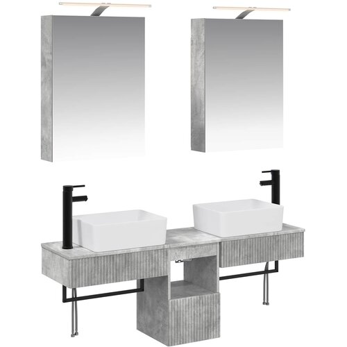  Set ormarića za kupaonicu 5 pcs Betonska siva 50 x 14,5 x 70 cm Cene