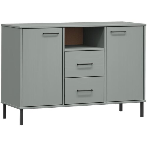  Komoda s metalnim nogama siva 113x40x77 cm masivno drvo OSLO Slike