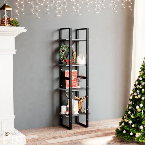 VidaXL Ormarić za knjige s 4 razine sivi 40x30x140 cm masivna borovina Slike