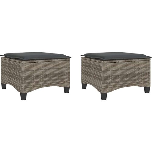 VidaXL Vrtni tabure s jastucima 2 kom sivi 55x55x36 cm poliratan Slike