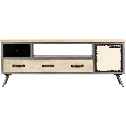 Maison Chic TV omarica - TV stojalo - Televizijska omarica iz trdnega mangovega lesa in jekla 120x30x45 cm, (21699366) Slike