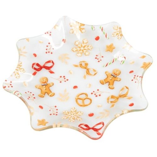 Dakls Bijeli staklen tanjur s božićnim motivom za serviranje ø 15 cm Gingerbread – Cijene