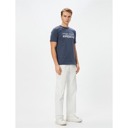 Koton Motto Printed T-Shirt Crew Neck Slim Fit Short Sleeve Slike