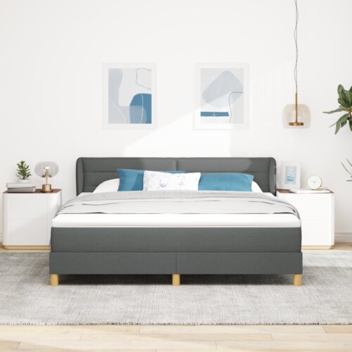vidaXL Krevet sa podlogom i madracem u tamnosivoj boji, 180x200 cm Tekstil Cijene