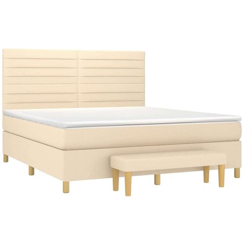  Krevet s oprugama i madracem krem 180x200 cm od tkanine Slike