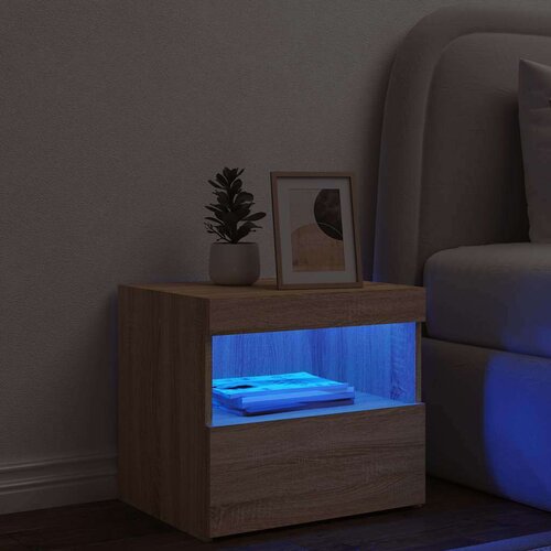 VidaXL Noćni ormarić s LED svjetlima boja hrasta sonome 50x40x45 cm Slike