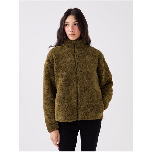 LC Waikiki Women&amp;#039;s Standing Collar Straight Long Sleeve Oversize Plush Cardigan Slike