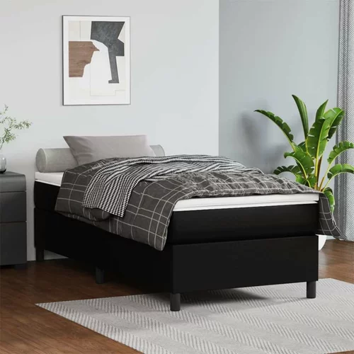  Box spring postelja z vzmetnico črn 90x190 cm umetno usnje, (20726548)