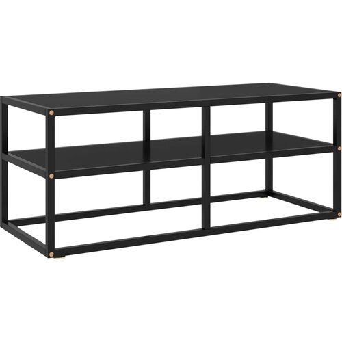 TV ormarić crni s crnim staklom 100 x 40 x 40 cm Slike