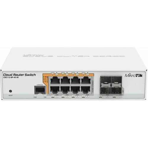 MikroTik 8x Gigabit Ethernet Smart Switch with PoE-out, 4x SFP cages desktop case Slike