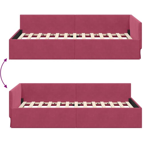  Kutni okvir kreveta Vinska crvena 90 cm x 200 cm Bar&amp;scaron;un Slike