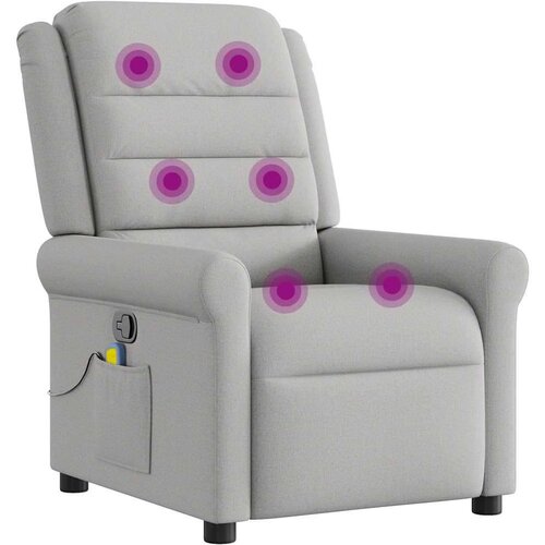 VidaXL Masažni naslonjač Oblačno siva tkanina Slike