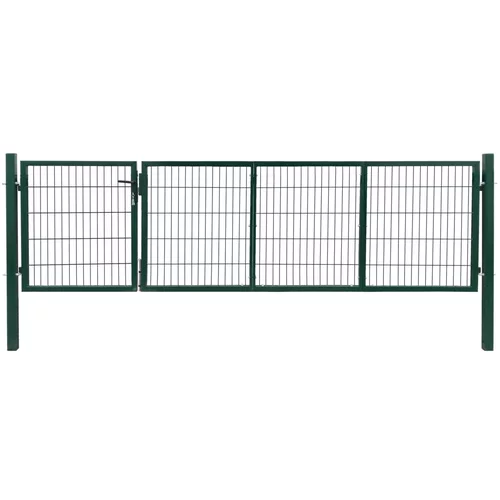  vrata za ogradu sa stupovima 350 x 100 cm čelična zelena