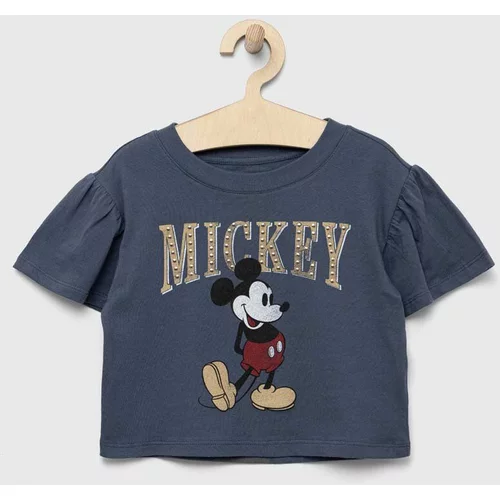 GAP Dječja pamučna majica kratkih rukava x Disney boja: tamno plava