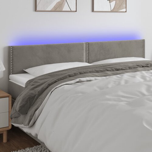vidaXL LED posteljno vzglavje svetlo sivo 180x5x78/88 cm žamet Cene