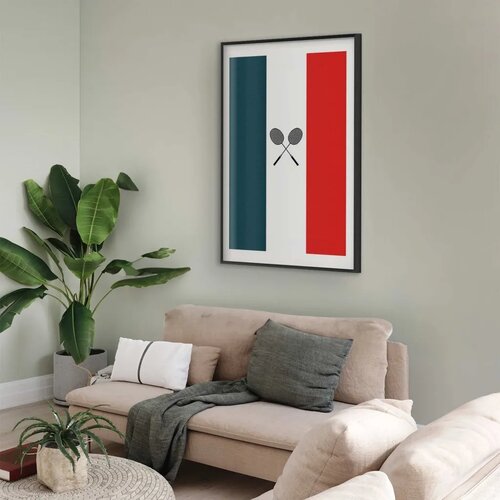  Plakat - French Flags and Black Badminton Rackets 60x90 Crni okvir s margom Slike