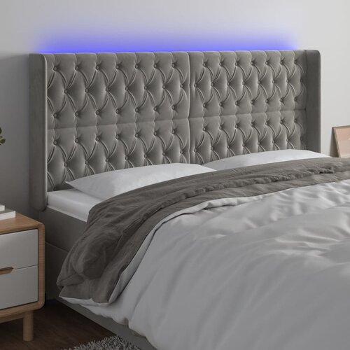  Uzglavlje svjetlosivo 203 x 16 x 118/128 cm bar&amp;scaron;unasto Slike