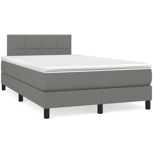 VidaXL Box spring postelja z vzmetnico LED temno siva 120x190 cm blago Slike