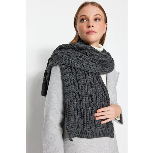 Trendyol Anthracite Knit Detailed Knitwear Scarf