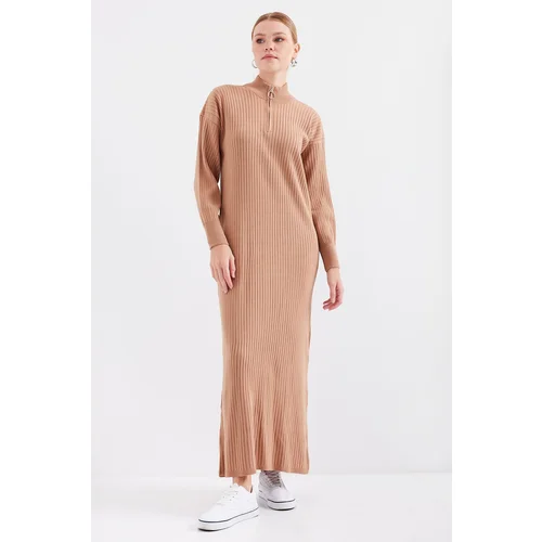 Bigdart 15839 Full-length Knitwear Dress - Tan