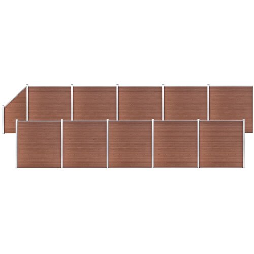 vidaXL WPC ograjni paneli 10 kvadratnih + 1 poševni 1830x186 cm rjavi Cene