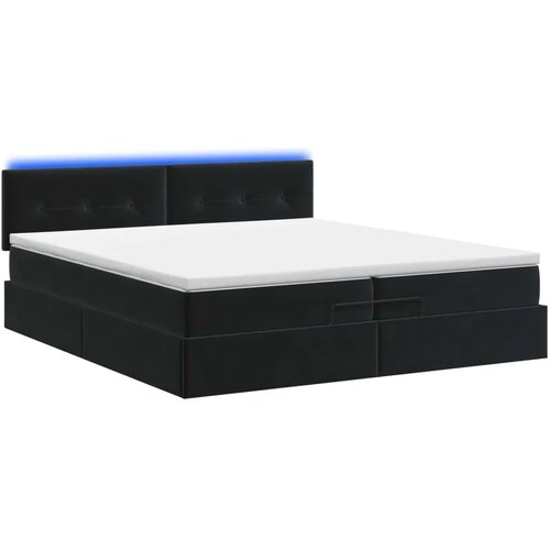  Krevet od pjene s madracem i LED-om Crna 200 x 200 cm Bar&amp;scaron;un - Crna 200 x 200 cm Pro&amp;scaron;iveno gumbima Slike