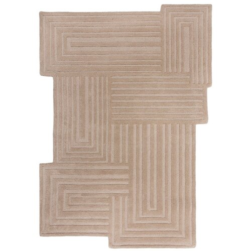 Flair Rugs Bež ročno tkana volnena preproga 160x230 cm Zen Rectangles – Cene