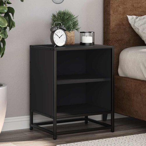 VidaXL Noćni ormarići 2 kom crni 40x31x50 cm Konstruirano drvo i metal Slike
