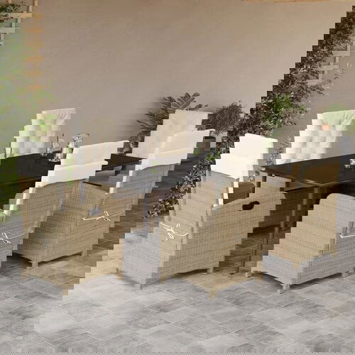 vidaXL 7-dijelni vrtni blagovaonski set od poliratana s jastucima bež Cijene