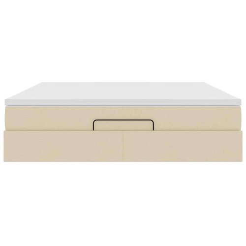  Otomanski krevet s madracem krem 180x200cm od tkanine Slike