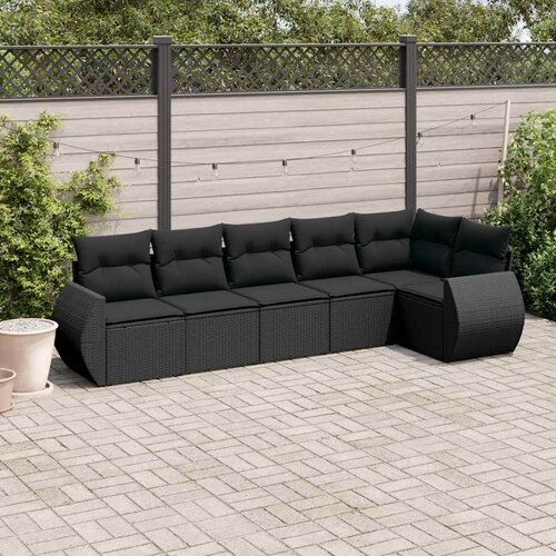  6-dijelni set vrtnih sofa s jastucima crni od poliratana Crna 70 x 62 x 69 cm Slike