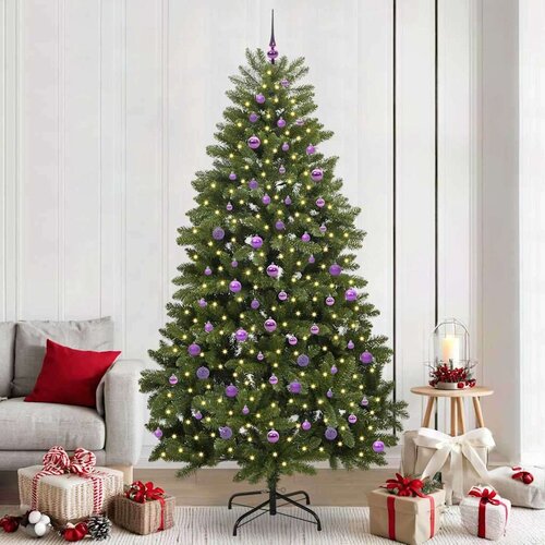vidaXL Umjetno božićno drvce S LED lampica Zelena 240 cm PVC i metal Cijene