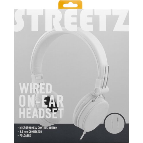 Streetz H300 slušalke z mikrofonom, zložljive, 3,5 mm priključek, 1 tipka daljinski upravljalnik, 1,5 m, bele, (21358113) Cene