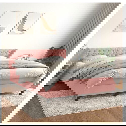 vidaXL Box spring postelja z vzmetnico roza 140x190 cm zamet Cene
