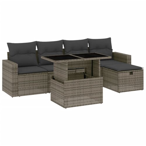 vidaXL 6-dijelni set vrtnih sofa od poliratana s jastucima sivi Cijene