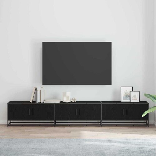 vidaXL TV omarica Črni hrast 240 x 35 x 41 cm Konstruiran les Cene