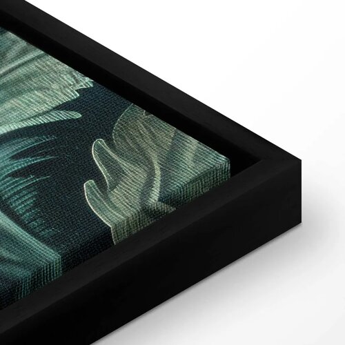  Slika - Dark Green Victorian Leaves: Botanical Carved Composition 90x60 U crnom drvenom okviru Slike
