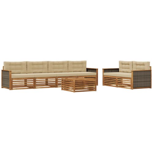 vidaXL Zunanja garnitura za sedenje z blazino 7 pcs Naravna in bež, (5000281572) Cene