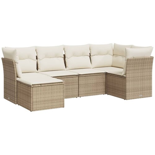  6-dijelni set vrtnih sofa s jastucima bež od poliratana 70 x 62 x 69 cm Slike