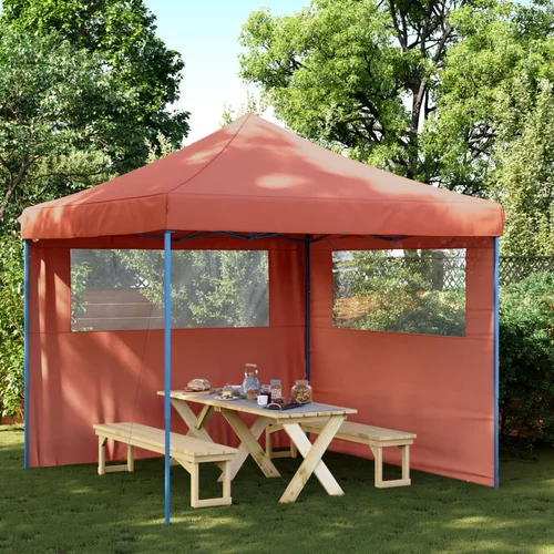 vidaXL Zložljivi pop-up šotor za zabave 2 stranici terakota