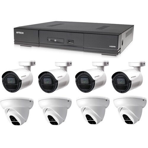 Avtech Komplet kamera 1x DVR DGD1009AV, 4x 2MPX Dome kamera DGC1004XFT i 4x 2MPX Bullet kamera DGC1105YFT + 4x napajanje! Cijene