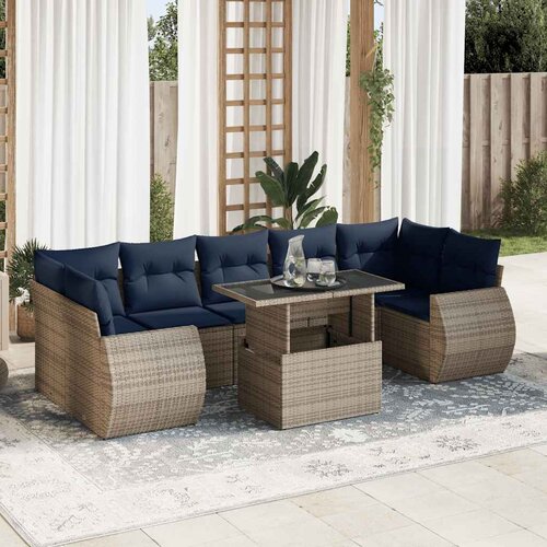 vidaXL 8-dijelni set vrtnih sofa od poliratana s jastucima sivi bagrem Cijene