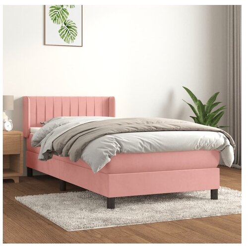 vidaXL Box spring krevet s madracem ružičasti 90x200 cm baršunasti Cijene