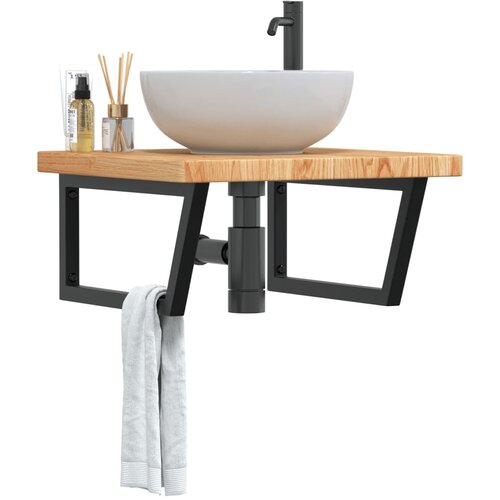 vidaXL Zidna polica za umivaonik od čelika i masivne hrastovine Cijene