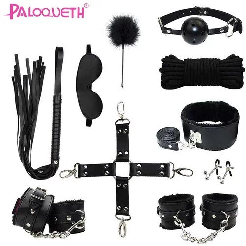 Paloqueth BDSM Bondage Set Black 10 pieces