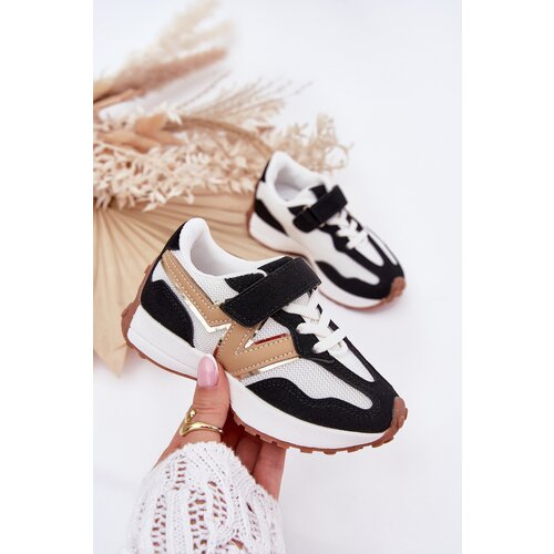 Boto Children's Velcro Sneakers Black and White Tezzu Cene