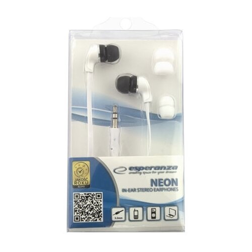Esperanza Slu&scaron;alice NEON In-Ear, Amplified BASS , white, 2x spare rubber pads EH147W Cijene