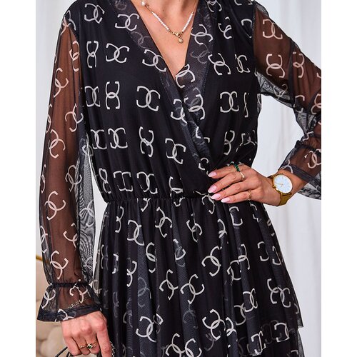 Resti Black mesh midi dress with print Cijene