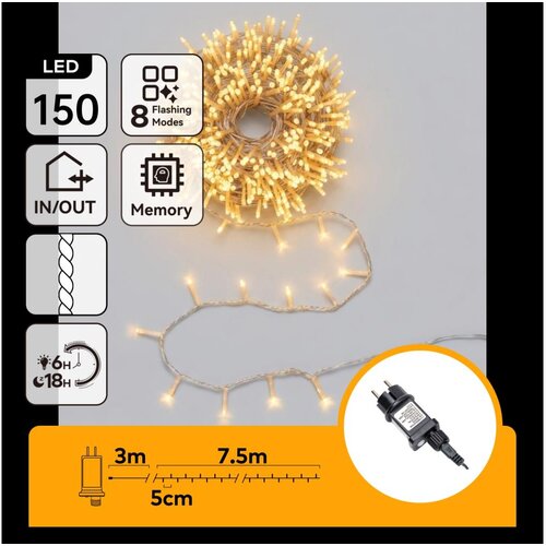 Aigostar LED spoljni božićni lanac 150xLED/8 funkcija 10,3m IP44 topla bela Cene