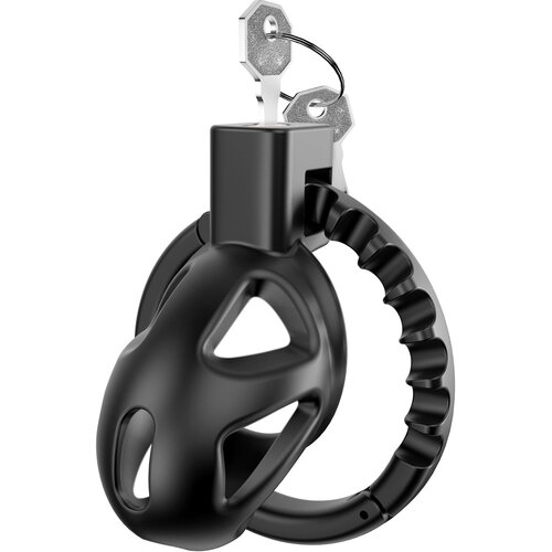 SuperLove Sissy Chastity Cage with Adjustable Ring Small Black Cene